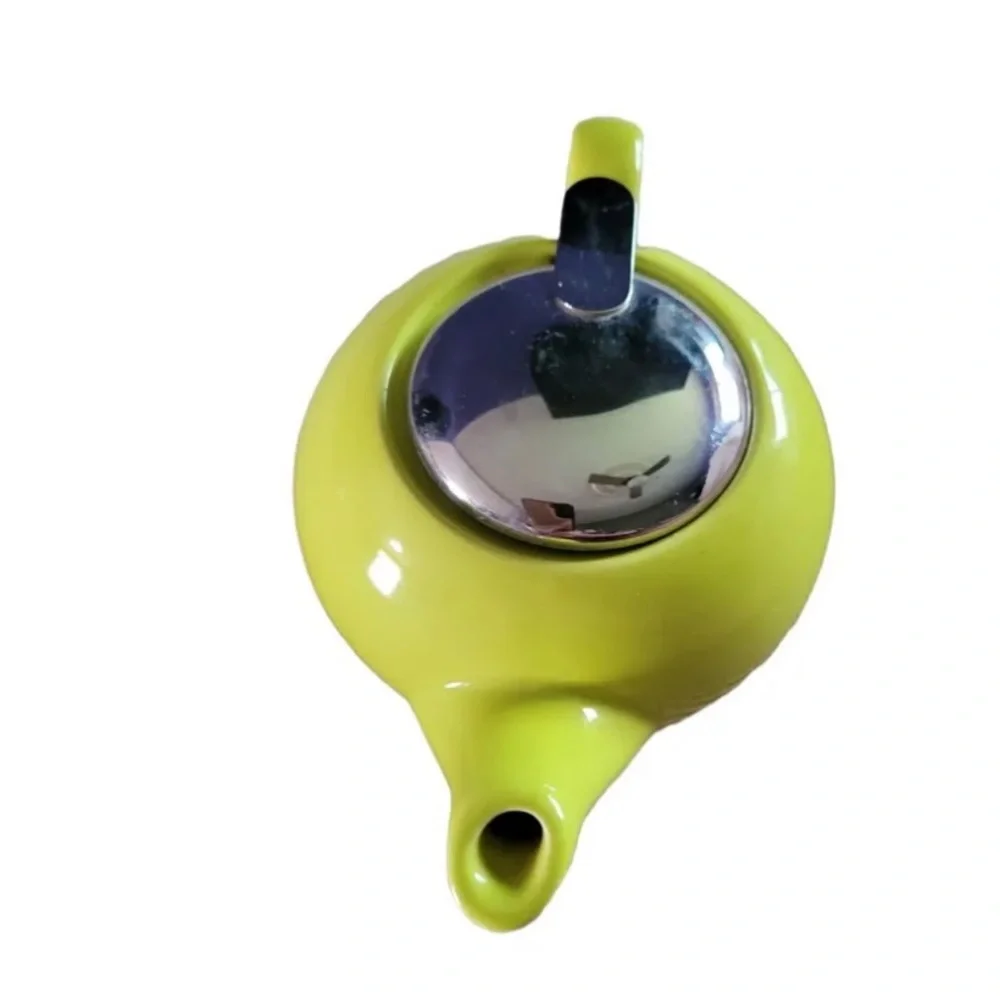 Certified International Lime Yellow Ceramic Teapot